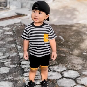 Minieclub Setelan Stripe Pocket Tiger