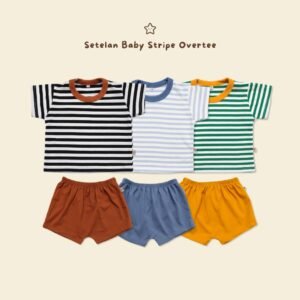 Minieclub Setelan Stripe Overtee Baby